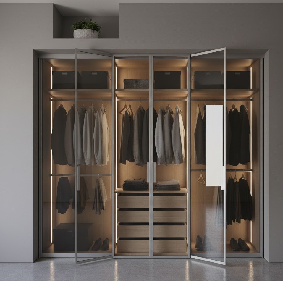 Camlı Vestiyer Modelleri: Antrenizde Modern ve Şeffaf Bir Dokunuş