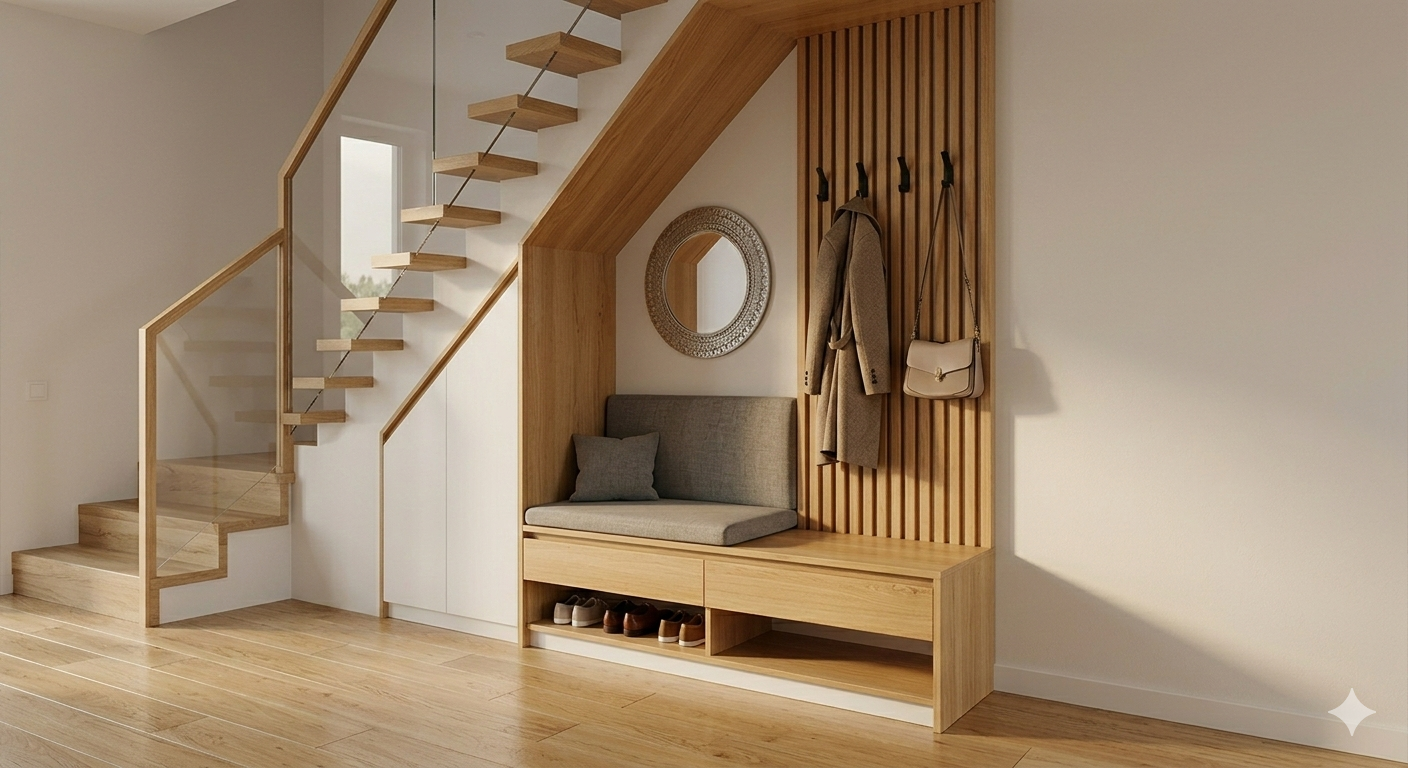 Hem Şık Hem de Çok Eşya Alan Merdiven Altı Vestiyer Modelleri