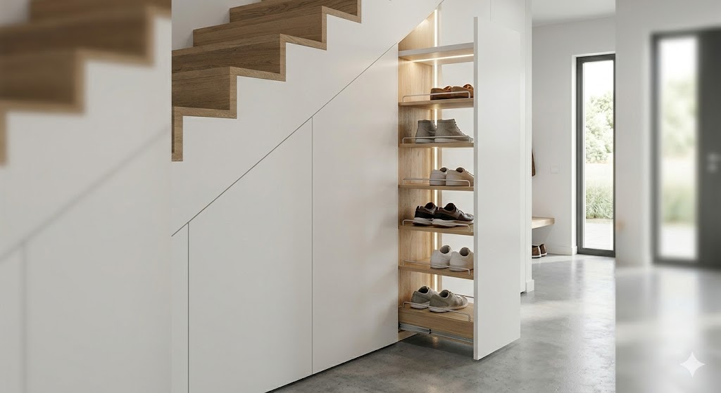 Hem Şık Hem de Çok Eşya Alan Merdiven Altı Vestiyer Modelleri - Görsel 3