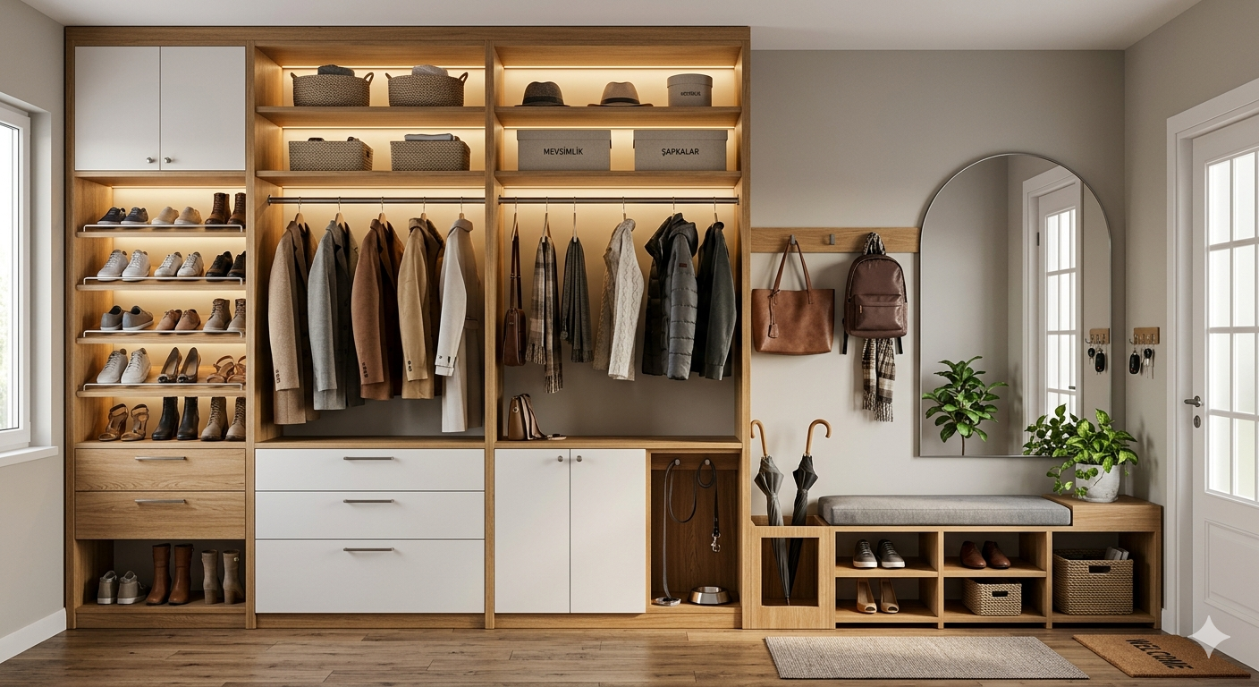 Vestiyer İçi Modelleri ve Ölçü Rehberi: Dolabınızın İçinde Milimetrik Düzen - Görsel 3