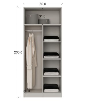 %100 MDF 2 Kapaklı Geniş Dolap - Görsel 2