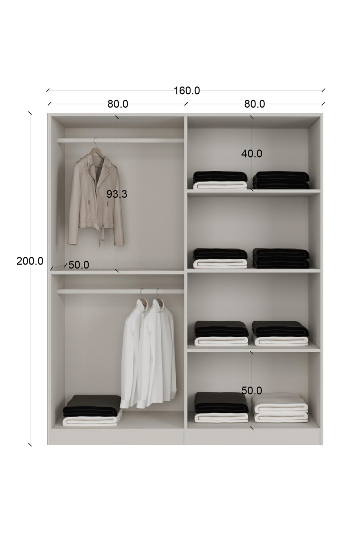 %100 MDF 4 Kapılı Gardrop - Görsel 4