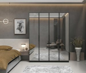 %100 MDF 4 Komple Ayna Kapaklı Gardrop