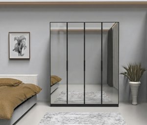 %100 MDF 4 Komple Ayna Kapaklı Gardrop