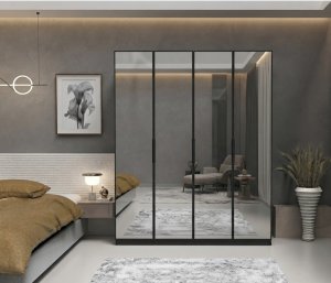 %100 MDF 4 Komple Ayna Kapaklı Gardrop - Görsel 2