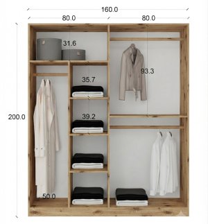 %100 MDF 4 Komple Ayna Kapaklı Gardrop - Görsel 3