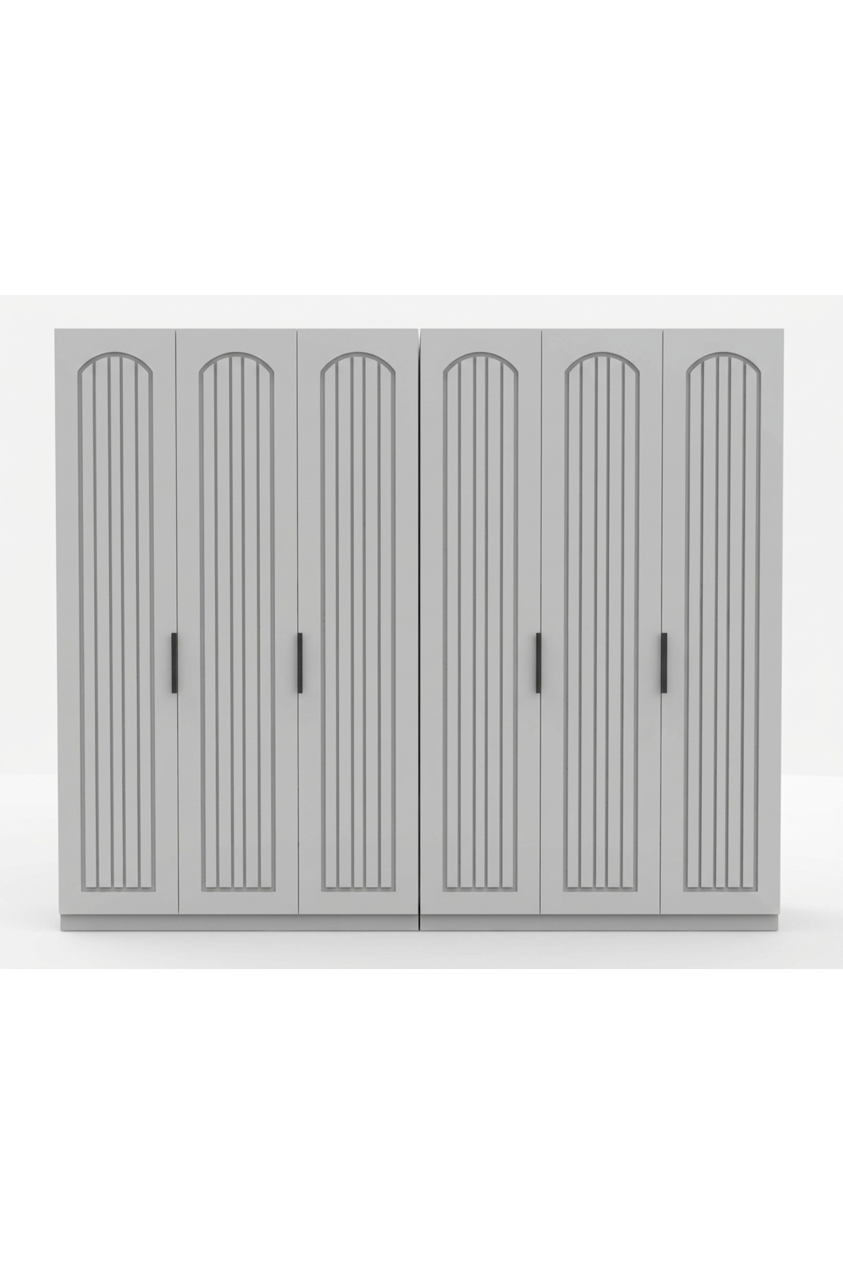 %100 MDF Gardrop 6 Kapılı Ahşap Renk Gövde Bol Raflı