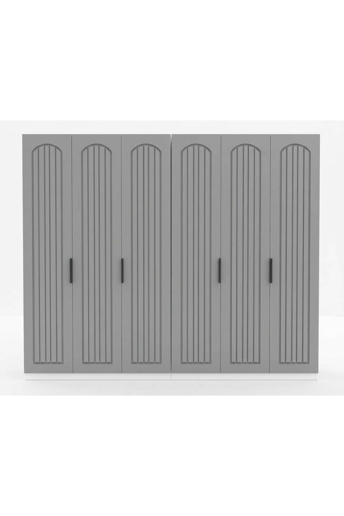 %100 MDF Gardrop 6 Kapılı Ahşap Renk Gövde Bol Raflı
