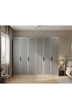 %100 MDF Gardrop 6 Kapılı Ahşap Renk Gövde Bol Raflı - Görsel 2