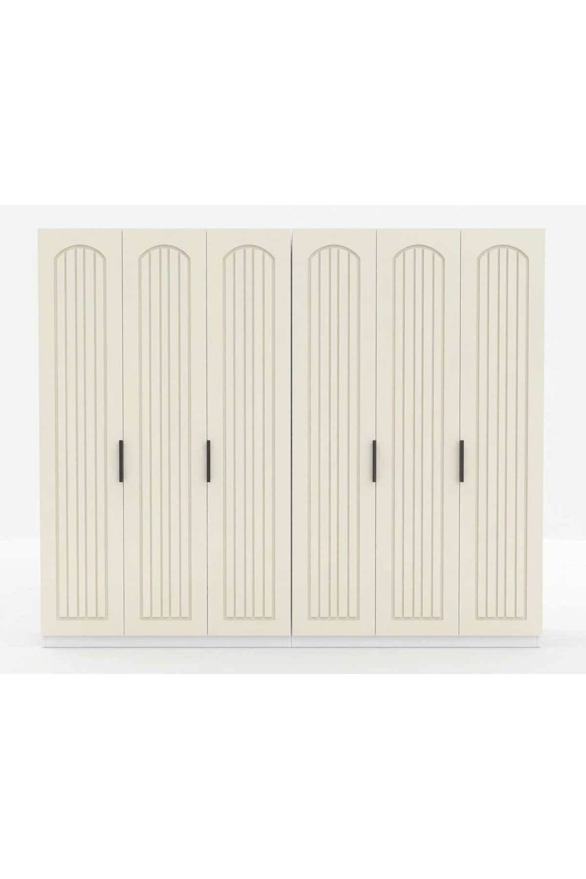 %100 MDF Gardrop 6 Kapılı Ahşap Renk Gövde Bol Raflı