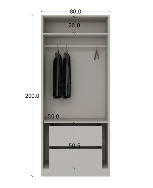 2 Kapaklı 2 Çekmeceli Gardırop MDF - Görsel 3