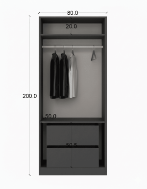 2 Kapaklı 2 Çekmeceli Gardırop - Görsel 11