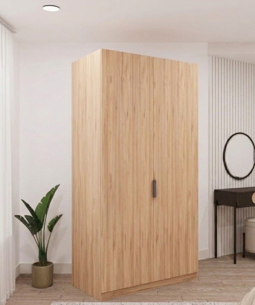 2 Kapaklı Ahşap Dolap Komple MDF - 2 Kapaklı Gardrop