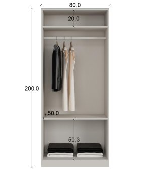 2 Kapılı Gardrop Ceviz %100 MDF - Görsel 3
