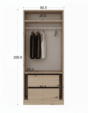 2 Kapılı Modern Gardrop Bordo - Görsel 3