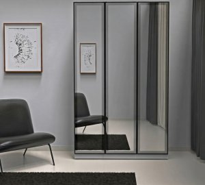 3 kapaklı 2 çekmeceli Ful Aynalı Dolap İçi MDF - Görsel 2