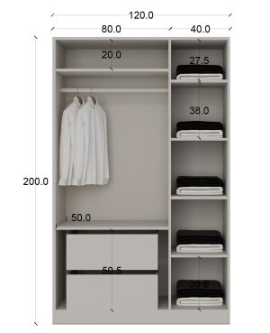 3 kapaklı 2 çekmeceli Gardırop Beyaz %100 MDF - Görsel 3