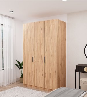 3 Kapaklı Ahşap Dolap Komple Mdf - Görsel 1