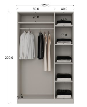 3 Kapaklı Ahşap Dolap Komple Mdf - Görsel 3