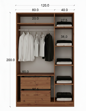 3 Kapaklı Ahşap Dolap - Görsel 3