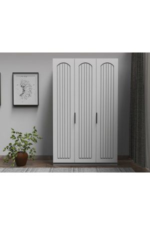 3 Kapaklı Ahşap Gardrop Membran Kapaklı İçi Komple MDF - Görsel 1