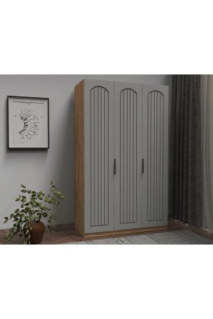 3 Kapaklı Ahşap Gardrop Membran Kapaklı İçi Komple MDF - Görsel 1