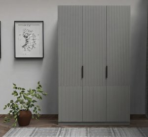 3 Kapaklı Country Dolap Tırtıklı Desen