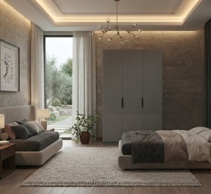 3 Kapaklı Country Dolap Tırtıklı Desen - Görsel 2