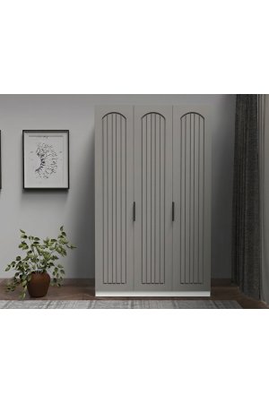 3 Kapaklı Giysi Dolabı Country Model Komple MDF - Görsel 3