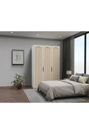 3 Kapaklı Giysi Dolabı Country Model Komple MDF - Görsel 1