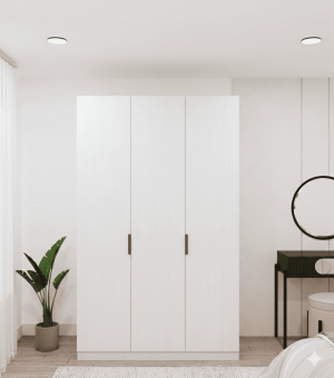 3 Kapili 2 Çekmeceli Beyaz Gardrop