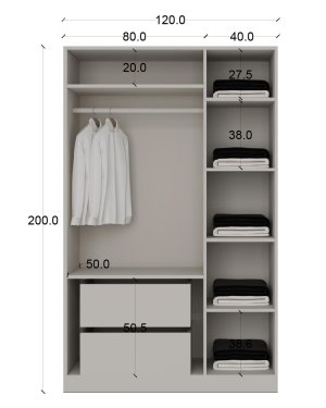 3 Kapili 2 Çekmeceli Beyaz Gardrop - Görsel 3