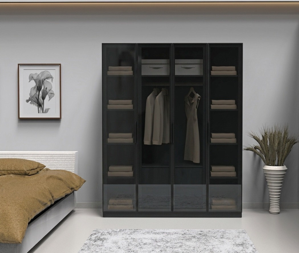 4 Cam Kapılı Gardrop Komple MDF