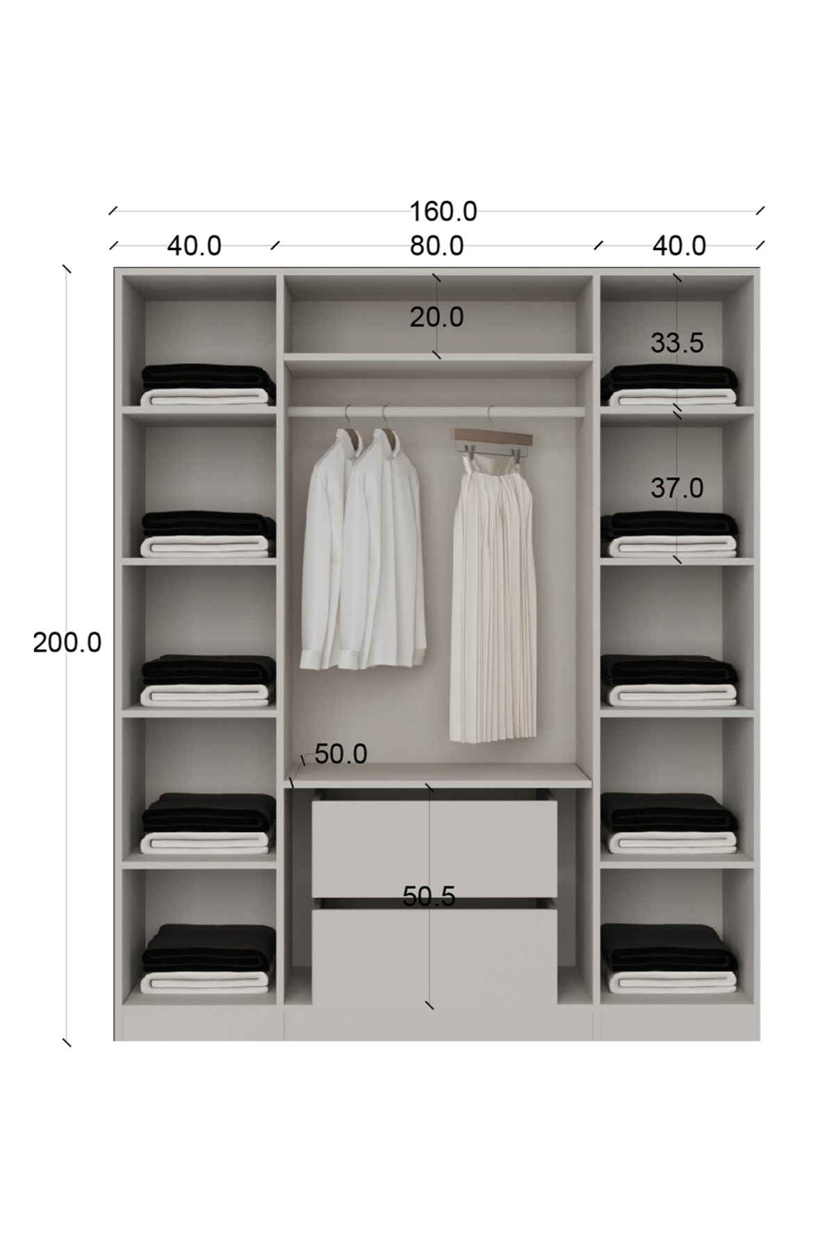 4 Cam Kapılı Gardrop Komple MDF - Görsel 3