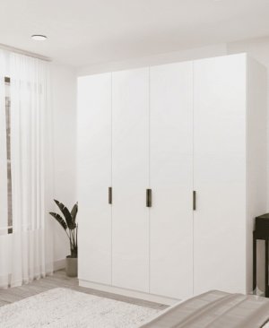 4 Kapaklı 2 Çekmeceli Gardırop Beyaz %100 MDF - Görsel 2