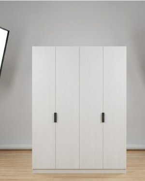 4 Kapaklı 2 Çekmeceli Gardırop Beyaz %100 MDF - Görsel 4