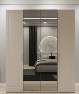 4 Kapaklı Aynalı Gardırop Tamamen MDF - Görsel 1