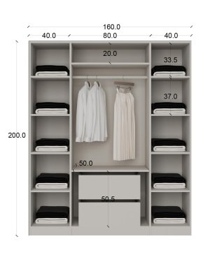 4 Kapaklı Camlı Çekmeceli Gardolap - Görsel 3