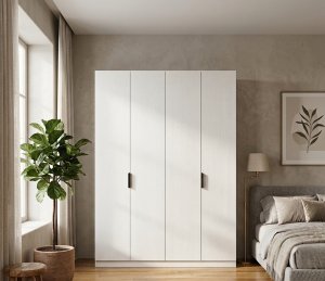 4 Kapaklı Komple Mdf Dolap Beyaz - Görsel 2