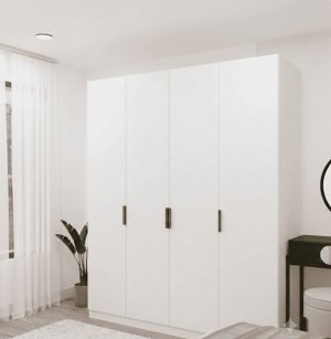 4 Kapaklı Komple Mdf Dolap Beyaz - Görsel 4