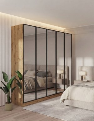 5 kapaklı Aynalı Gardırop %100 MDF Gövde