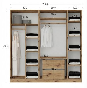 5 kapaklı Aynalı Gardırop %100 MDF Gövde - Görsel 3