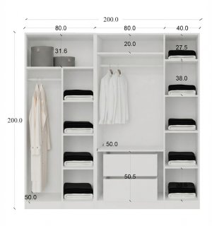 5 kapaklı Aynalı Gardırop %100 MDF Gövde - Görsel 2