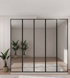 5 kapaklı Aynalı Gardırop %100 MDF Gövde - Görsel 3