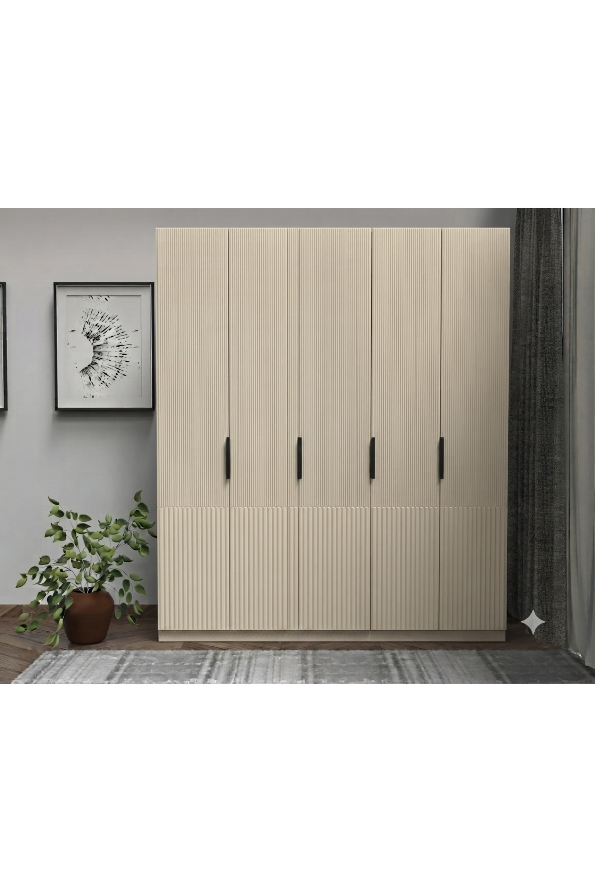 5 kapaklı Yatak Odası Dolabı %100 MDF