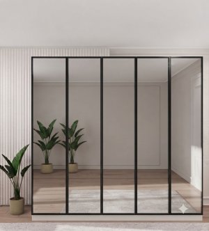 5 Kapılı Komple Aynalı Gardırop Aluminyum Çerçeve - Görsel 3