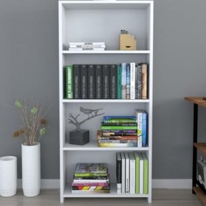 5 Raflı Kitaplık Beyaz Açık Raf