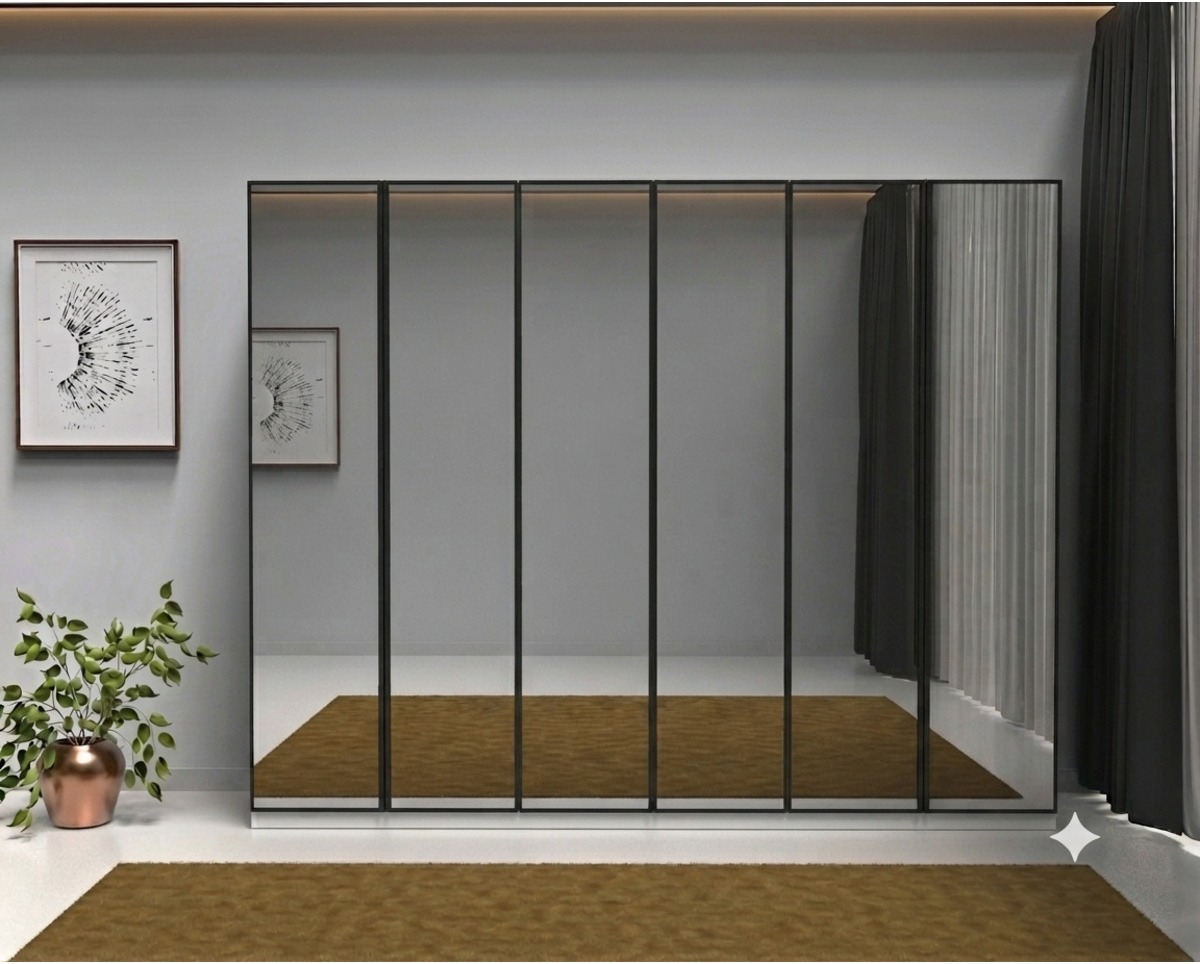 6 Kapaklı Komple Aynalı Gardırop içi Komple MDF