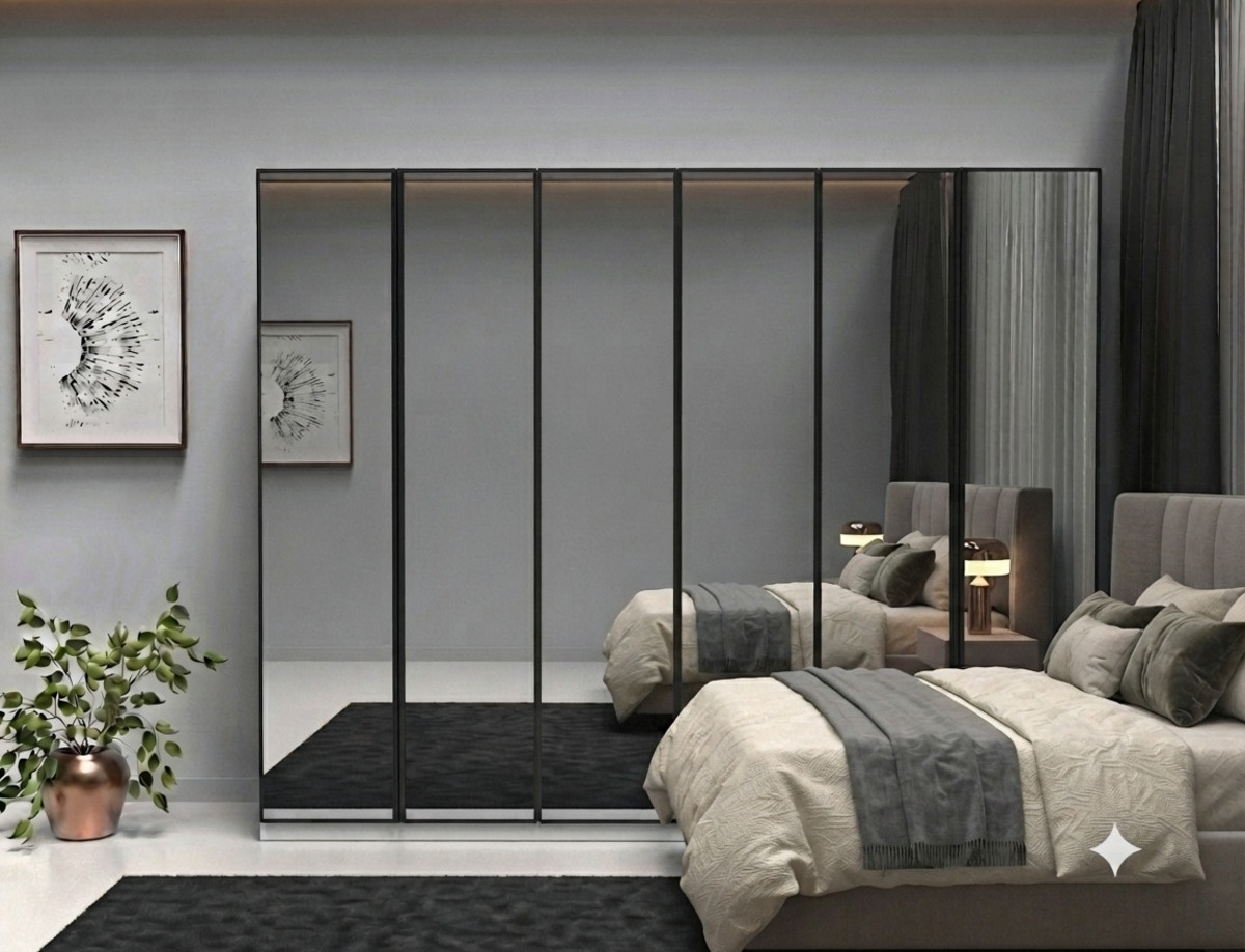 6 Kapaklı Komple Aynalı Gardırop içi Komple MDF
