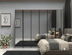 6 Kapaklı Komple Aynalı Gardırop içi Komple MDF